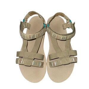 Teva Midform Arivaca Platform Sandals Womens 7 Pre-Owned Green Aztec Gorpcore